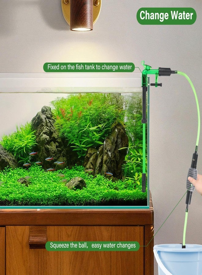 آقا طقم تنظيف حوض السمك AQQA Aquarium Siphon Gravel Vacuum، جهاز تغيير الماء على شكل كرة إجهاد، قابل للتمديد والتثبيت على حوض السمك، تغيير الماء يدويًا وغسل الرمل - Image 3